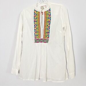 Johnny Was White Embroidered Long Sleeve Top - XSmall